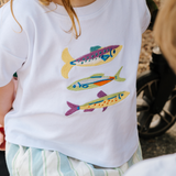Oversized T-shirt för barn Vit Fish Stack