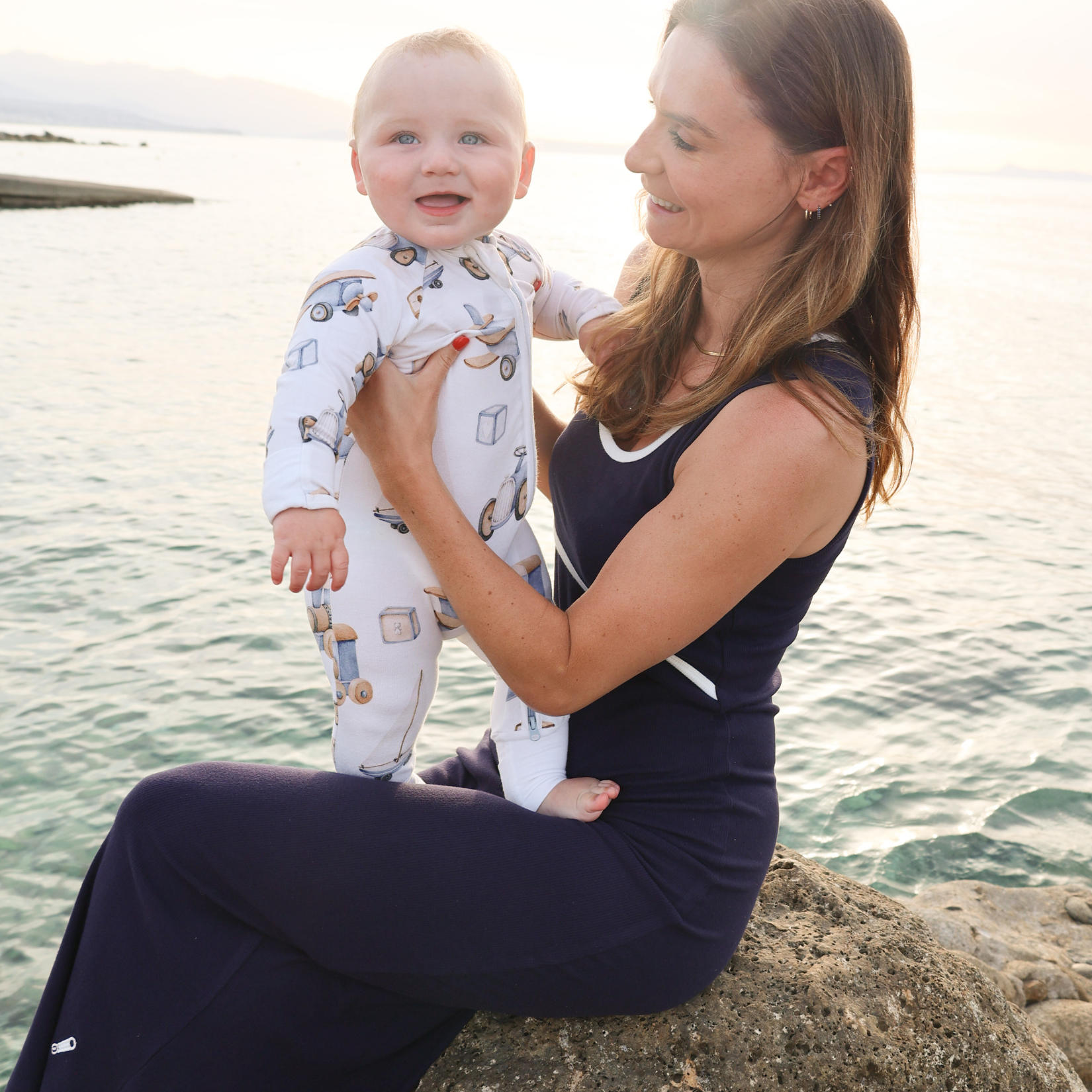 St Tropez Ribbed Breastfeeding Dress Navy