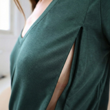 Amme-T-shirt med V-udskæring, skovgrøn