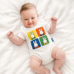 Baby iført Retro Miffy pop-art-bodysuit i bambus