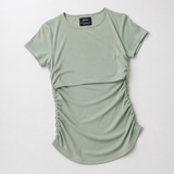 Rynket amme-T-shirt salviegrøn