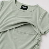 Rynket amme-T-shirt salviegrøn