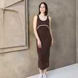 St Tropez Ribbed Amningsklänning Choklad