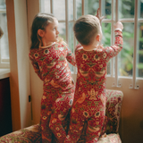 William Morris pyjamas-set för barn Strawberry Thief Röd