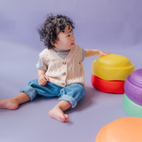 Stickad bomullsväst Beige