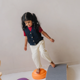 Stickad bomullsväst marinblå