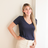 Amnings T-Shirt V-Neck Marinblå