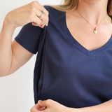 Amnings T-Shirt V-Neck Marinblå