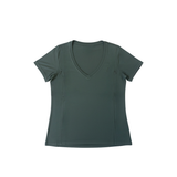 Amme-T-shirt med V-udskæring, skovgrøn