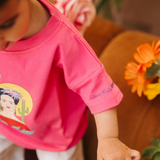 T-shirt i stor storlek för barn, rosa Frida