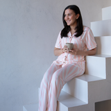 Bamboo Pyjama Long Set för kvinnor - Zebramönster