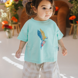 T-shirt i stor storlek för barn, mintgrön, Frida Parrot