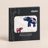 Muslin-elefanter i marineblå