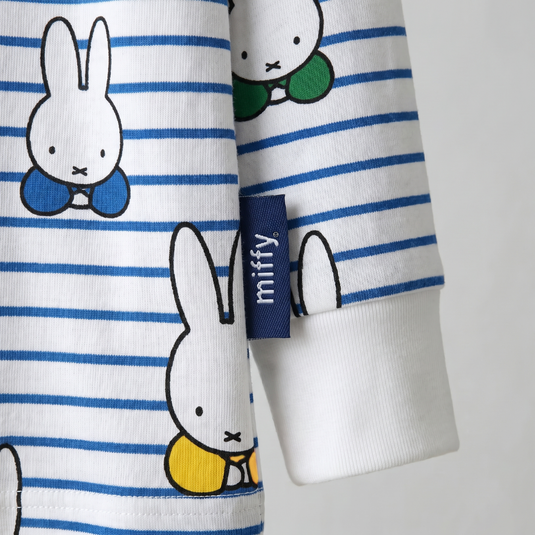 Zipster nacketikett på barnkläderna Miffy Peek-a-Boo Blue pyjamaset i bambu