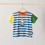 Miffy on the Move striped ringer children's T-shirt, front view