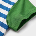 Sleeve detail on the Miffy on the Move striped ringer children's T-shirt