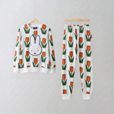 Miffy in the Meadow tulip print bamboo lounge set, front view