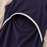 St Tropez Ribbed Breastfeeding Dress Navy