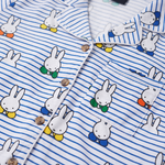 Designdetalj på pyjamasuppsättningen Miffy Peek-a-Boo Blue i bambu för herrar