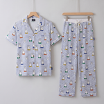 Pyjamaset för män i bambu, modell Miffy Peek-a-Boo Blue, framifrån