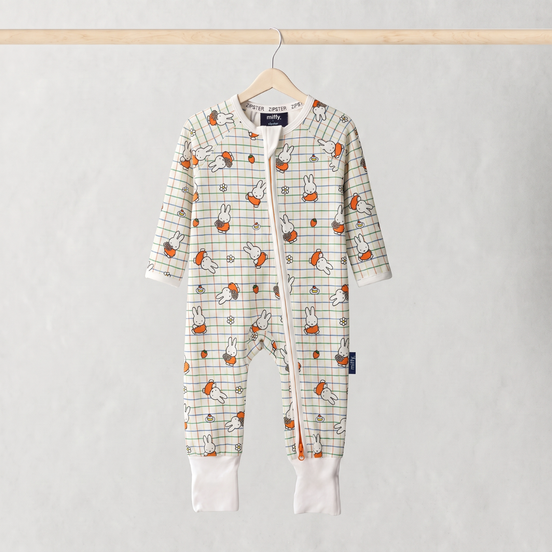 ZIPSTER x Miffy Bambubarnkavaj med rutmönster, framifrån