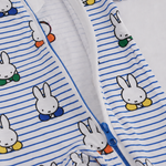 Dragkedja i båda riktningarna på ZIPSTER x Miffy Peek-a-Boo Blue bambubabyoverall